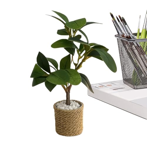 Mini Planta – de Modelo Verde, casa de muñecas Duradera, Hojas Verdes en Miniatura, decoración en Maceta para Navidad, Manualidades, Estante de Escritorio, hogar, alféizar de Ventana