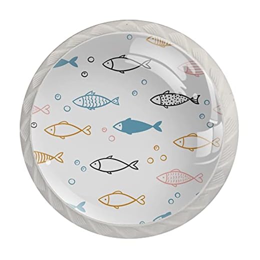 Rund låda handtag vit kant fisk spott bubblor för byrå skåp garderob kök badrum 4 delar set