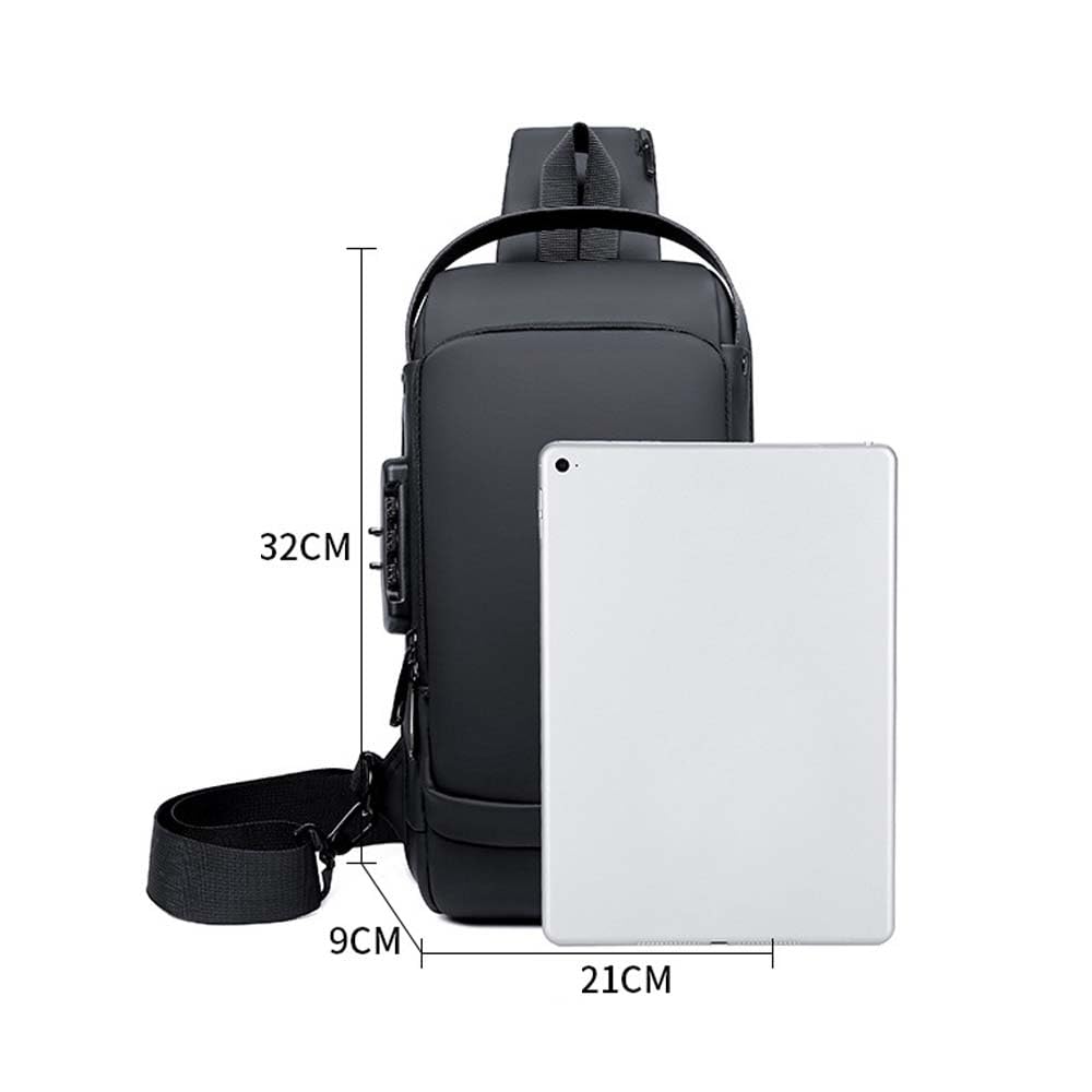 Sac à bandoulière de voyage imperméable pour cyclisme avec serrure à combinaison antivol et port de chargement USB