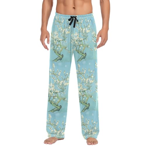Van Gogh Flower Branch Men's Pajama Pants Lightweight Sleepwear Bottom Lounge Pants2