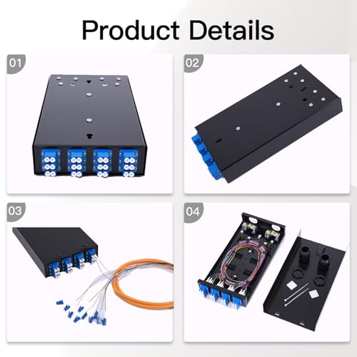 Image of Duplex Fiber Enclosure with 24 Port LC-OS1 Box, LC-OS1 Cables, Wall Mount, Includes 1m SM Pigtail, 12 Port LGX Panel