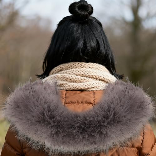 Bufanda acogedora para niñas y cuello falso de imitación peluda de 75 cm 6