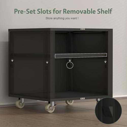 Image of Printer Stand with Storage, Metal Printer Table for Home Office, Heavy Duty Printer Stand with Shelf, Large Table with Wheels for Printers, Mobile Cabinet for Workplace, Fits Fax, Scanner
