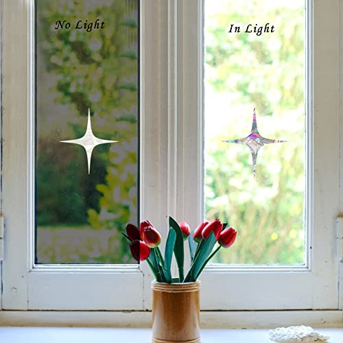Cross Star Window Stickers For Bird Strikes, Stop Birds From Hitting Windows, Glass Alert Bird Deterrent For Windows, Bird Strike Prevention Clings, Anti Collision Rainbow Decals, 36 Pieces #TOP1