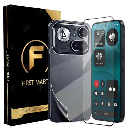 Image of FIRST MART Front Tempered Glass and Back Nano Membrane for Nothing Phone 4A Pro with Installation Kit | Edge-to-Edge, Scratch Resistant, Case-Friendly | Black