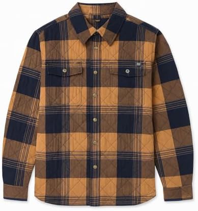 Field & Stream Men's Tinkhamtown Quilted Shirt Jacket, Goldenrod Plaid