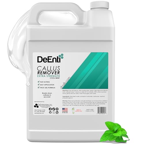 Image of DeEnti Callus Remover for Feet, Extra Strength Foot Callus Remover Gel, 128oz Gallon Salon Grade Bulk Pedicure Supplies for Dry Skin, Cracked Heel, Professional Strength Foot Care, Cool Mint