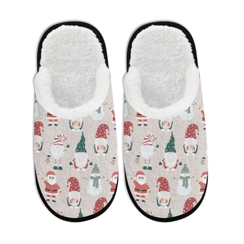 Fluffy Slippers for Women Men Christmas Funny Reindeer Santa Snowman Xmas Tree Snowflake Slipper Plush Winter Slip on Cozy Memory Foam House Shoes Women Indoor and Outdoor Travel Shoe
