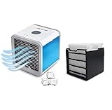MediaShop Livington Arctic Air Set mit Filter – Luftkühler mit Verdunstungskühlung – Mobiles Klimagerät – 3 Stufen & Stimmungslichter – Mini Klimagerät kühlt 8h + Filter