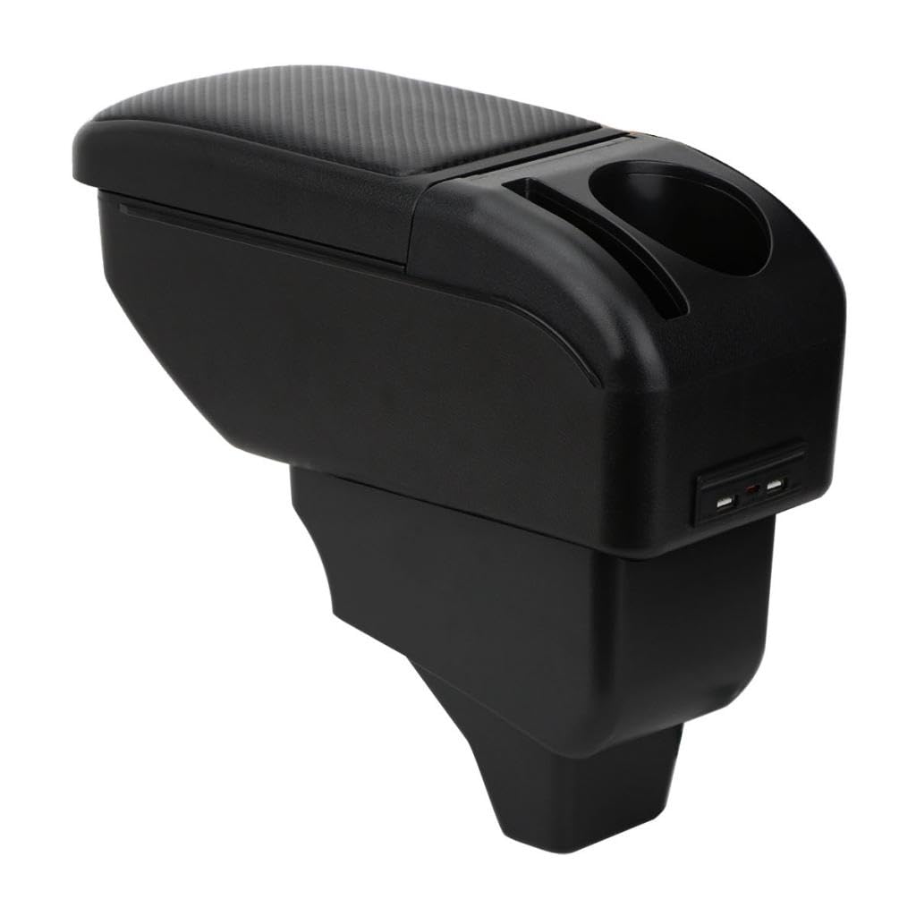 ZENVI Reposabrazos Compatible with Peugeot 208 Apoyabrazos 2019-2026 Centro Consola Organizador Caja Doble Espacio Almacenamiento Utilizable Para Soporte Codo（Estilo Fibra Carbono）