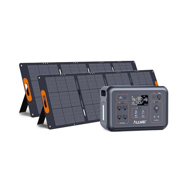 ALLWEI LiFePO4 Solar Generator 1200W with 2 * 200W Solar Panel