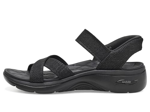 Skechers SKECHERS Womens On-The-Go Hands Free Slip-ins GO Walk Arch Fit 2.0 Sandals w/Shiny Yarn Black/Black 8 B - Medium