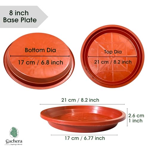 Image of Plant Saucer Base Plate for Pots | Premium Planter Tray |100% Virgin Plastic, UV Treated, Durable & Lightweight | Ideal for Indoor & Outdoor (10, 8 inch Tray)