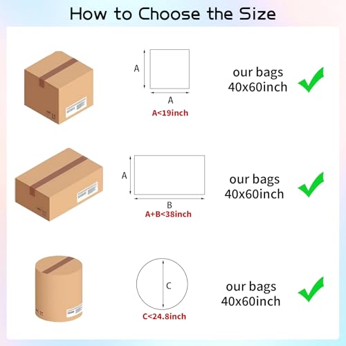 Image of woric 6PCS Extra Large Clear Plastic Bags 40x60 Inch for Storage Gifts | Huge Cellophane Storage Bags Suitcase Covers Bag for Luggage Large Gift Baskets Car Seat Kids Bike Moisture Protection