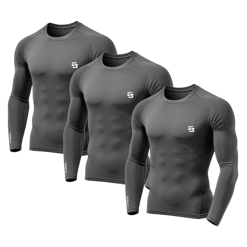 Image of Sportinger 1 or 3 Pack Men's Cool Dry Short Sleeve Compression Shirts, Sports Baselayer T-Shirts Tops, Athletic Workout Shirt