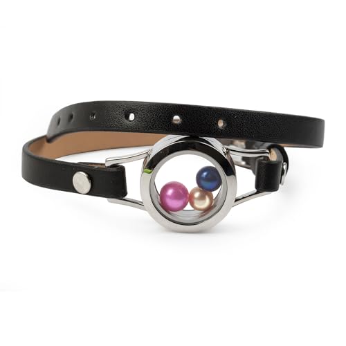 316L Stainless Steel Floating Memory Locket Bracelet,Various Styles and Colorful Silver Plated Charm Leather Bangles for Women