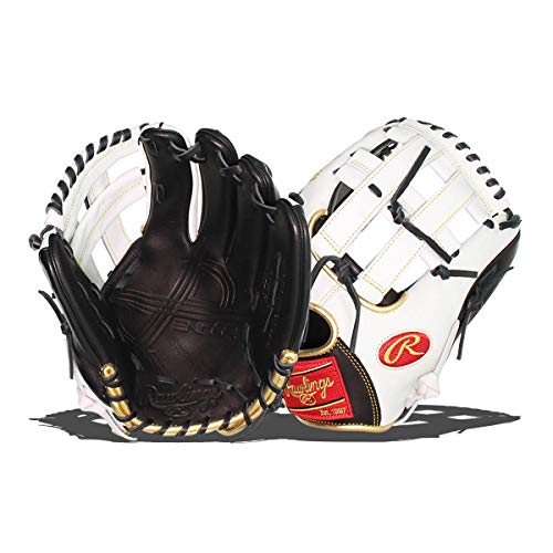 Rawlings Encore Youth Baseball Glove, Black, White, Gold, 12.5 inch