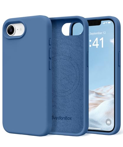 Image of Magnetic for iPhone 17e /iPhone 16e Case, Compatible with MagSafe, [Soft Anti-Scratch Microfiber Lining] Slim Silicone Shockproof Protective Phone Case for iPhone 17e /16e 6.1 inch, Lake Blue