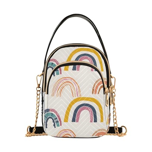 ISAOA Borsa a tracolla semplice arcobaleno da donna, borsa per telefono cellulare, borsa a tracolla staccabile in pelle, Arcobaleno Semplice, Taglia unica