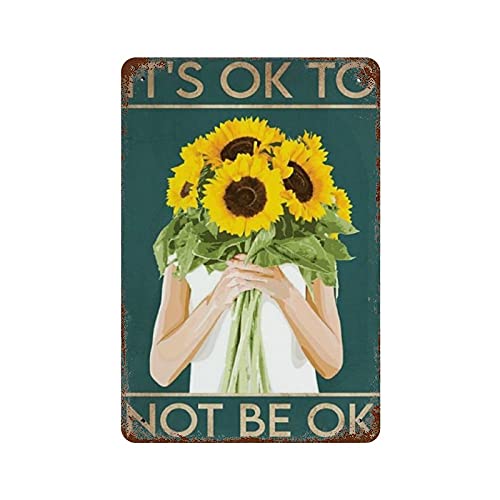 Graman Targa in metallo con scritta in lingua inglese "It's OK to Not Be OK" (lingua italiana non garantita) per la salute mentale, con scritta in lingua inglese "Be Kind to Your Mind", vintage