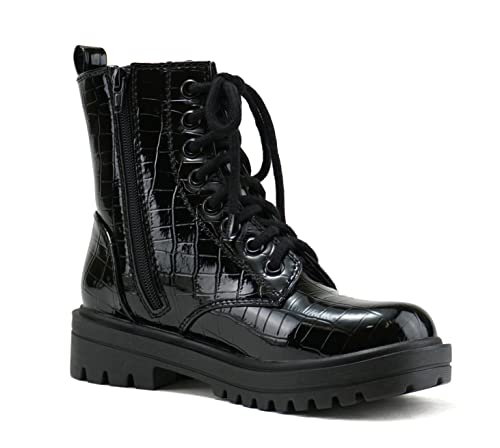 Image of Soda FIRM - Lug Sole Combat Ankle Bootie Lace up w /Side Zipper