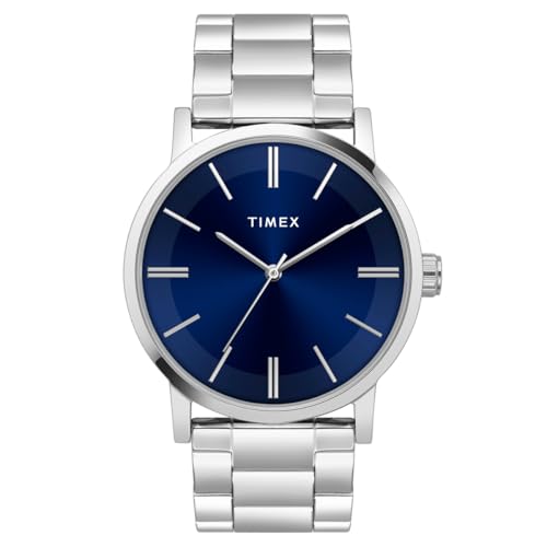 Analog Watch for man with Blue Round Dial & Silver Stainless Steel Bracelet Band Water Resistant Men's Wrist Watches - TWHG35SMU06