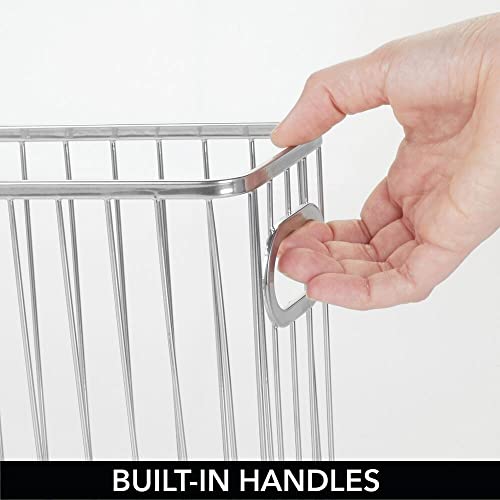 mDesign Set van 4 kleine metalen keukenkorden – flexibele opbergmand voor de keuken, voorraadkamer enz. – compacte en universele draadmand met handgrepen – zilverkleurig - Image 4