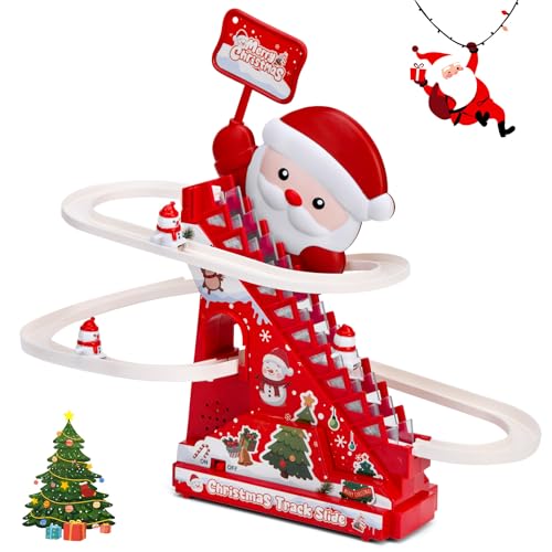 Climbing Stair Slide Toy for Kids, Racing Tack Playset with Music and Light, Christams Toy, Santa Claus Themed, Gift for Boys Girls - image 1