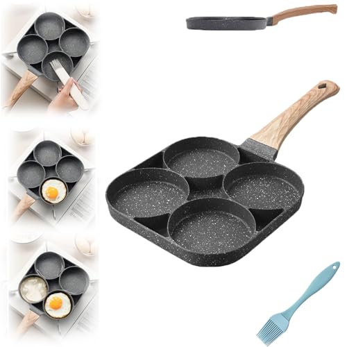 Image of TTCHANG Maifan Stone Multi-hole Egg Frying Pan, 4 Cup Egg Frying Pan Nonstick, Multifunctional 4-in-1 Non Stick Frying Pan for Eggs Breakfast Pancake, For All Stoves,1pc