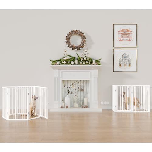 Vantas 120" x 32" Foldable Freestanding Extra Wide Dog Gate with Door,White | Freestanding Dog Gate for Stairs and Doorways, Renter Friendly No Drill, Extra Wide, Easy Storage, With Support Feet - Image 5