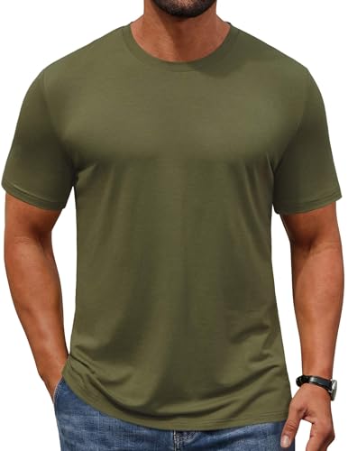 COOFANDY Mens T-Shirts Short Sleeve Crew Neck T Shirts Casual Classic Basic Tee Shirts Army Green