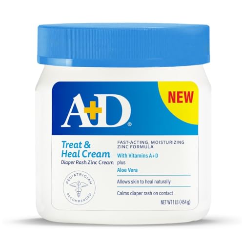 Image of A+D Treat + Heal Zinc Oxide Diaper Rash Cream 16 oz Jar - Soothes & Treats Diaper Rash - Zinc Oxide 10% Dimethicone 1% - Easy Spreading Cream for Baby - Fast Acting