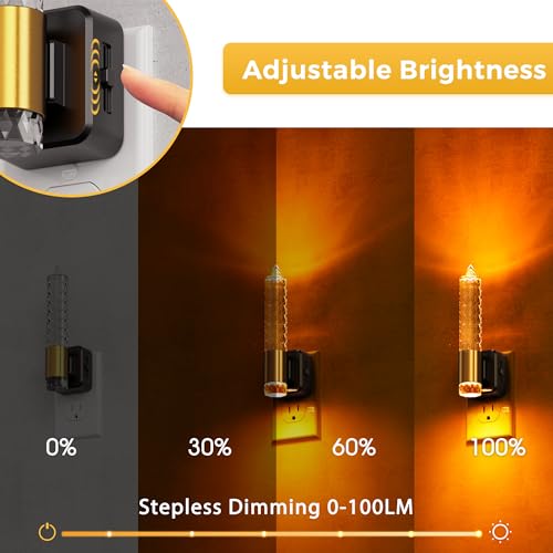 Image of L LOHAS LED Plug in Night Light, Flameless Candle Night Lights Plug into Wall with Dusk to Dawn Sensor, 0-100 LM Dimmable Night Light for Bedroom Bathroom Hallway Home Decor(2 Pack)