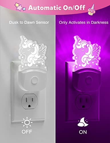 Image of Cute Night Light for Kids [2 Pack], Plug in Night Light, 8 Color Changing Baby Night Light with Dusk to Dawn Sensor, Nightlights for Children, LED Night Lights for Kids Girls Bedroom, Gifts for Girls