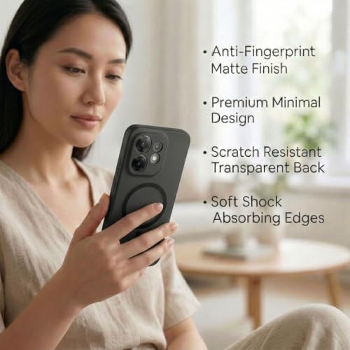 Image of amazon basics Luxury Paper Thin Back Case Cover for Oppo Reno 16 5G | Matte Finish | Compatible with magsafe | (Black, Oppo Reno 16 5G)