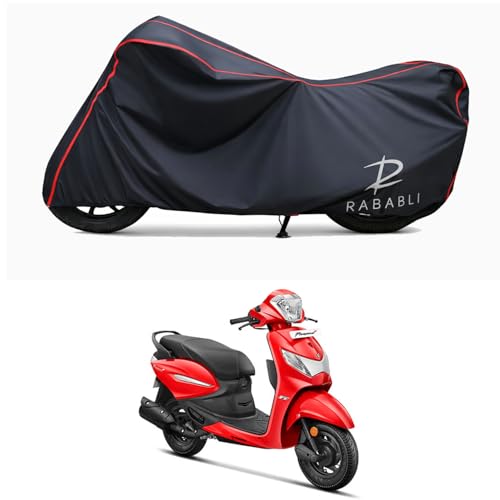 Image of Waterproof Bike Body Cover Compatible for | Hero Pleasure + Xtec | Taffeta Fabric, Red Piping Design, Bottom Elastic Fit | Dustproof, Sun UV & Rain Protection for All Bikes