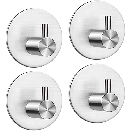 LIVAIA Selbstklebende Handtuchhaken Edelstahl - 4er Set Ohne Bohren, 8kg Tragkraft
