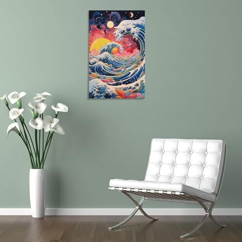 Impression sur toile de vagues style japonais 30x45 cm pour decoration murale - 5