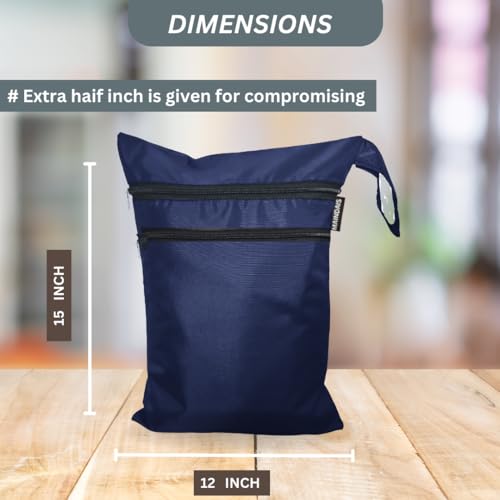 Image of Waterproof Wet Bag, Washable, Reusable for Travel, Beach, Pool, Stroller, Diapers, Dirty Gym Clothes, Wet Swimsuits,Toiletries with Extra Pocket Zipper(Pack of 2) (Pack of, Blue)