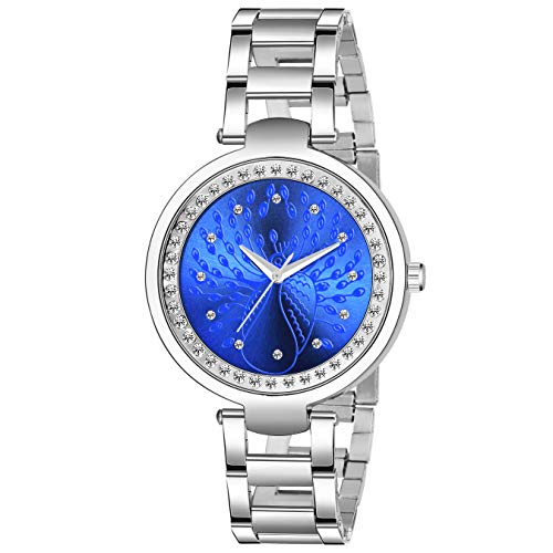 Image of Acnos Silver Plated Mesh Chain Analog Watch for Women - Black /Blue /White /Pink /Brown Dial