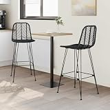 Goldonion Barstuhl 2 Stück 44 x 52 x 111 cm Rattan und Eisen schwarz