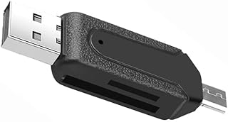 Micro USB2.0 Card Reader 2 in 1OTG Adapter Micro Portable Memory Card Reader for SD, Micro SD, SDXC, SDHC, Micro SDHC, Micro SDXC(Black)