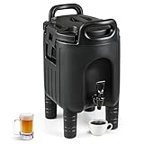 COSTWAY 7.6L/10L Insulated Beverage Dispenser, Hot & Cold Drinks Server Container with Handles & Two-Stage Faucet, Commercial Coffee Tea Iced Thermal Dispenser for Home Party Restaurant (10L)