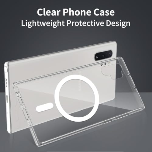 Image of JGD PRODUCTS Magnetic Case for Samsung Galaxy Note 10 Plus 5G Compatible with MagSafe, Shockproof Phone Bumper Cover, Anti-Scratch Clear Back (Clear)