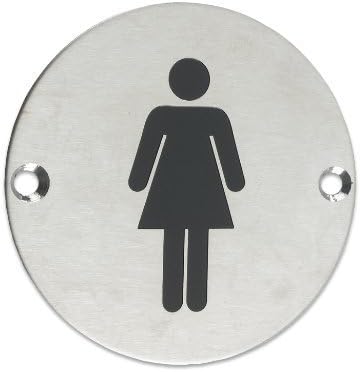 ZSS02SS Female Toilet Sign Sex Symbol 76mm Dia Satin Stainless Steel from The Door Handle Store