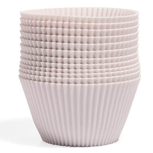 The Silicone Kitchen Vasos de silicona reutilizables para hornear, no tóxicos, sin BPA, aptos para lavavajillas, jumbo, paquete de 12, blanco de diseño