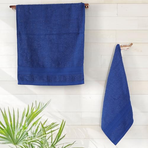 Image of Layers 100% Cotton Face Towels | 450 GSM Soft & Highly Absorbent | Aqua Plush Collection | Pack of 12 Super Soft Towels for Men & Women | 30 x 30 cm - Blue