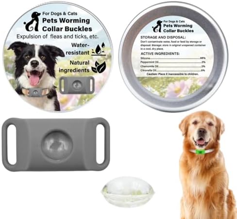 Aquality Pets Collare Antiparassitario Naturale,Ingredientes Totalmente Naturales, Proporciona Protección Segura Y Duradera (Grigio+(2 cápsulas))