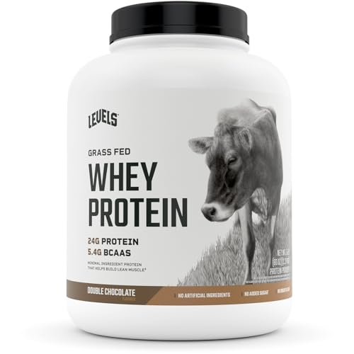 Levels Grass Fed Whey Protein Powder, No Artificials, 24G of Protein, Double Chocolate, 5LB
