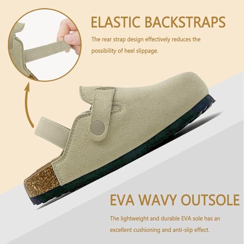 Kids Suede Clogs Boys Girls Sandals Cute Cork Footbed Adjustable Buckle Mules Toddler Slip-on Slippers Indoor Outdoor3